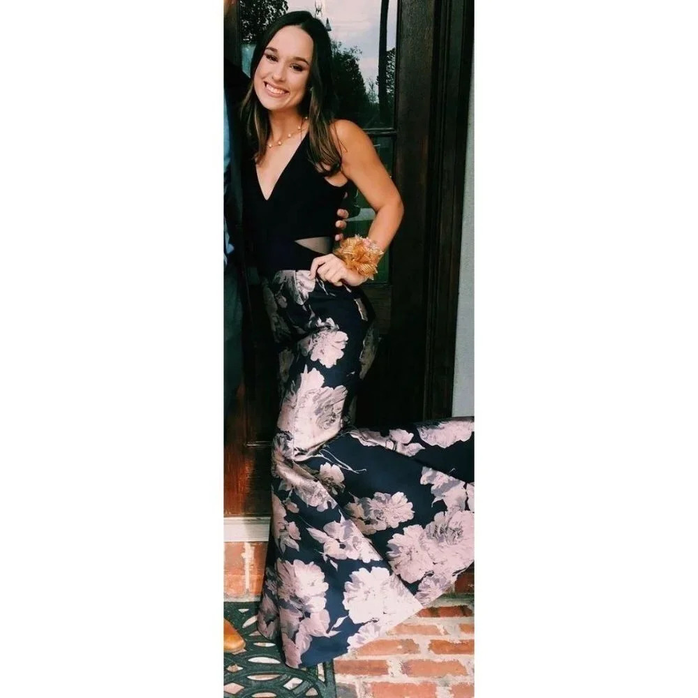 NWT Xscape Navy Floral Brocade Mermaid Gown $249 - Picture 3 of 16